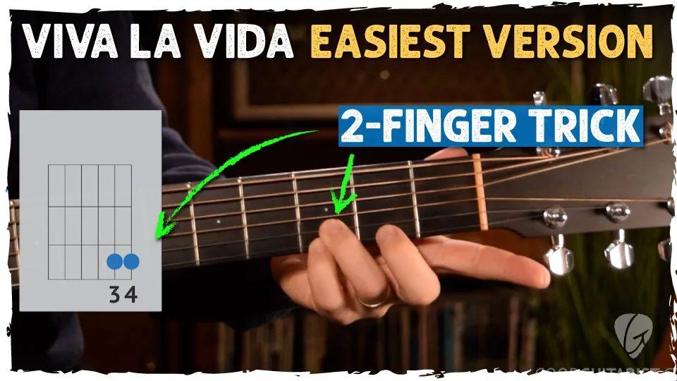 Viva La Vida Guitar Tutorial | 2-Finger Easy Chord Trick