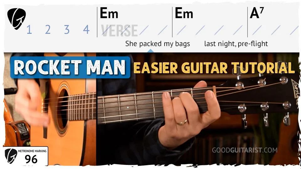 Rocket Man - Beginner Guitar Tutorial (Elton John Acoustic)
