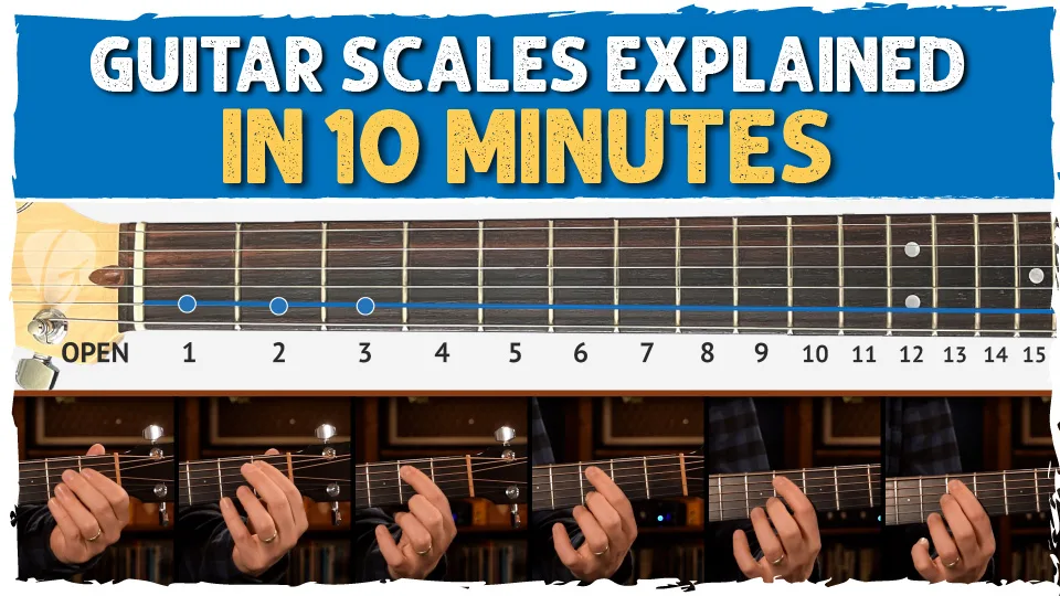 Thumbnail for youtube lesson covering guitar scales