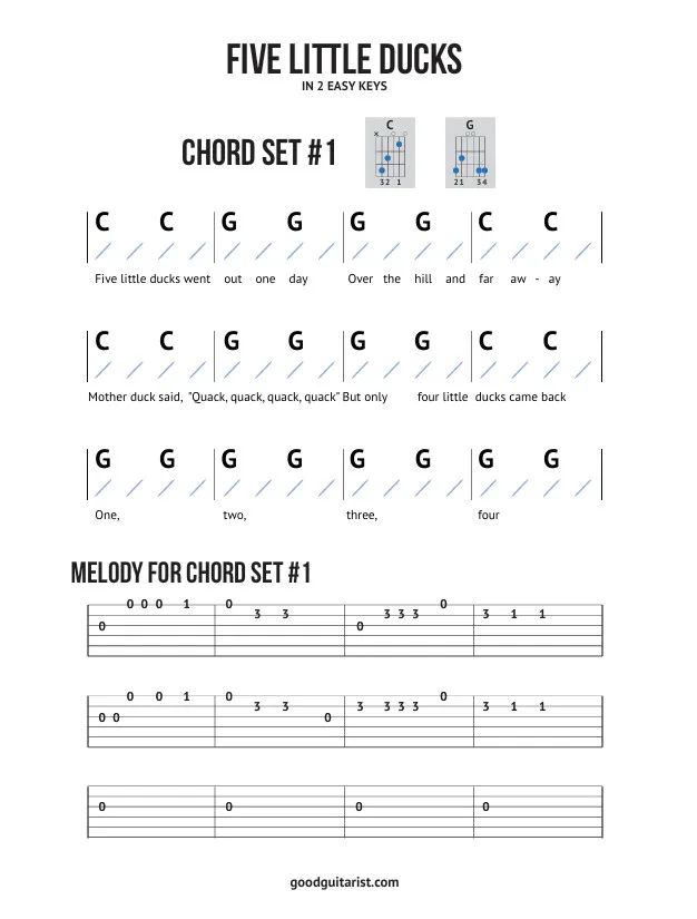 Five Little Ducks – Traditional – Guitar Tutorial