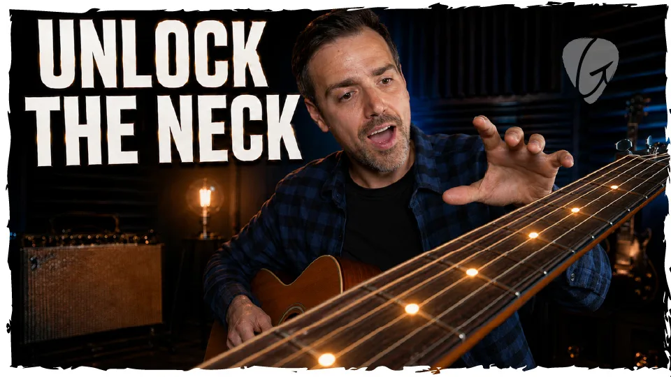 James from Good Guitarist showing a note on the G string of the guitar fretboard
